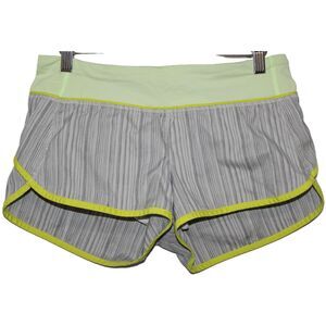 Womens Lululemon Athletica Speed Short Gray Green Striped Running Shorts Size 6